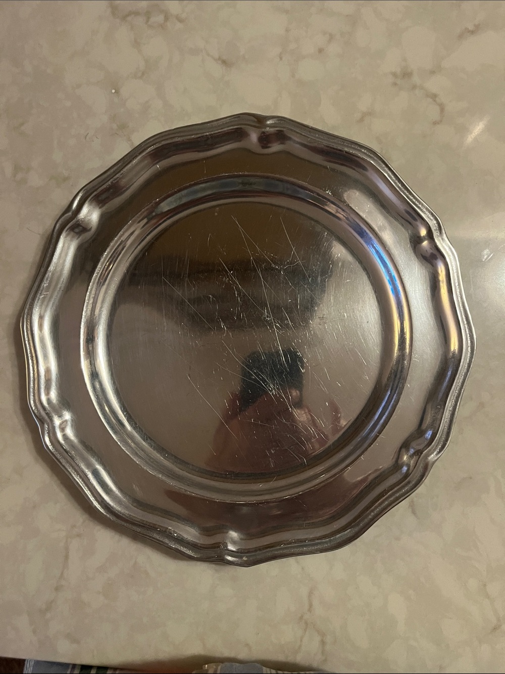 Vintage Wilton Armetale RWP pewter plate 10.5” candle/serving plate see pix